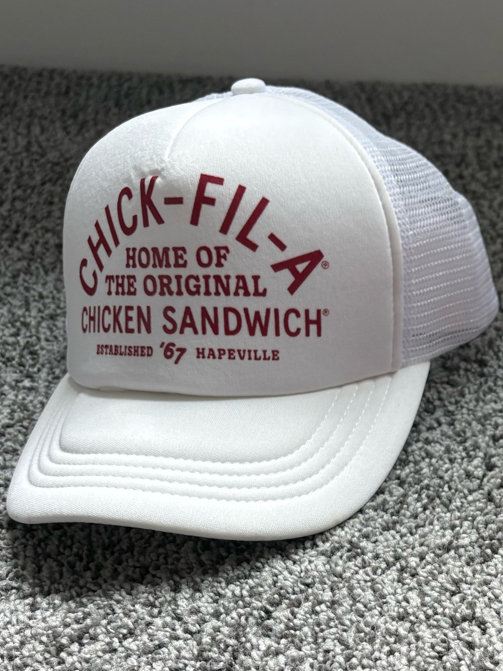 Authentic Chick-fil-A Logo Trucker Hat - White and Red
